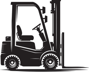 Industrial forklift lifting silhouette vector illustration isolated on a white background