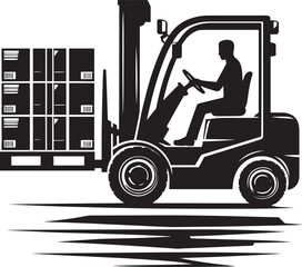 Industrial forklift lifting silhouette vector illustration isolated on a white background