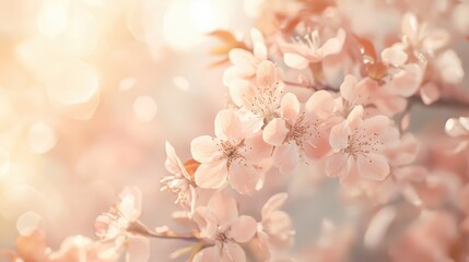 Fading floral blossoms in gentle pink and cream tones, blending into a serene, blurred backdrop.