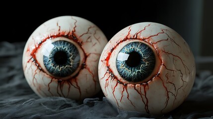 Creepy Halloween Eyeballs on Black Fabric