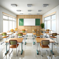 a classroom on white background