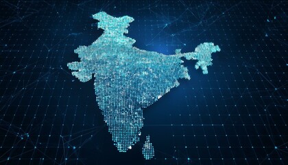 Obraz premium India Digital Map Symbolizing Asian Connectivity and Data Exchange in Cyber Technology