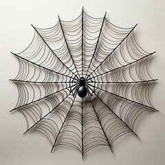 Obraz premium Intricate Halloween Spider Web with Spooky Silhouetted Arachnid on white background