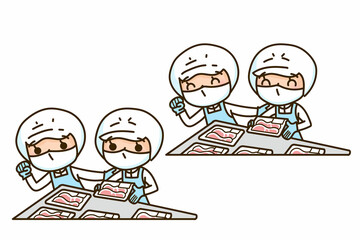 精肉コーナーのスタッフ