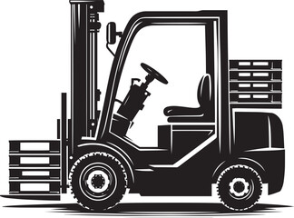 Industrial forklift lifting silhouette vector illustration isolated on a white background
