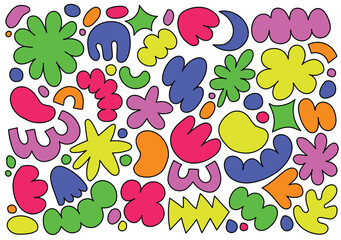 Abstract shape pattern illustration doodle style. full color background