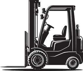 Industrial forklift lifting silhouette vector illustration isolated on a white background