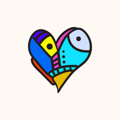 Love Heart Symbol Icon, valentine. colorful geometric decorative illustrations.