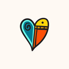 Love Heart Symbol Icon, valentine. colorful geometric decorative illustrations.