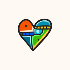 Love Heart Symbol Icon, valentine. colorful geometric decorative illustrations.