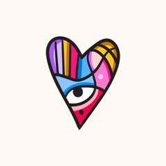 Love Heart Symbol Icon, valentine. colorful geometric decorative illustrations.