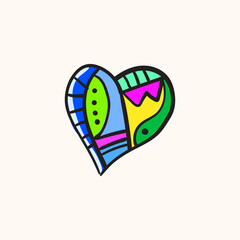 Love Heart Symbol Icon, valentine. colorful geometric decorative illustrations.