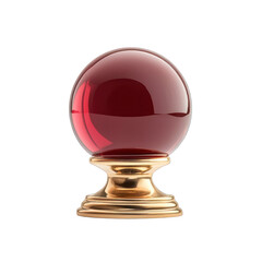 A captivating red crystal ball resting on a golden base, perfect for mystical or decorative purposes. transparent background