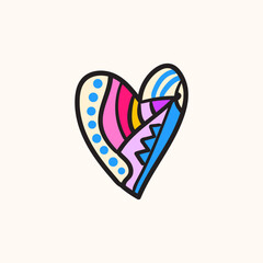 Love Heart Symbol Icon, valentine. colorful geometric decorative illustrations.