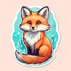 Obraz premium Cute cartoon fox sticker design.