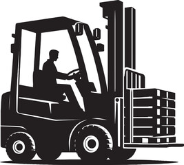 Industrial forklift lifting silhouette vector illustration isolated on a white background