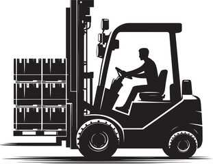 Industrial forklift lifting silhouette vector illustration isolated on a white background