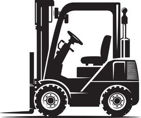 Industrial forklift lifting silhouette vector illustration isolated on a white background