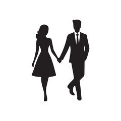 Happy valentine silhouette vector icon art illustration with white background