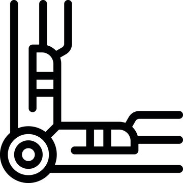 recommend clip art: Simple black and white line art icon depicting an electric lawnmower cutting grass