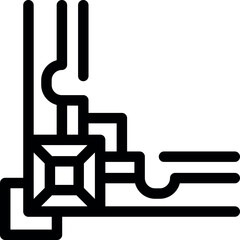 Simple bold outline icon representing a drainage system with pipes and a grate removing water