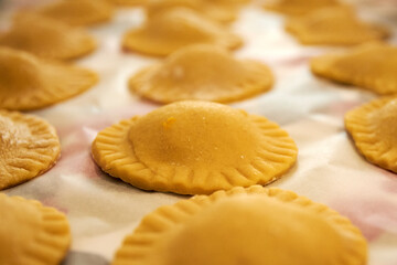 Homemade ravioli ready for cooking