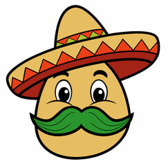 Hand-Drawn Mexican Mustache on White Background
