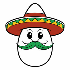 Hand-Drawn Mexican Mustache on White Background