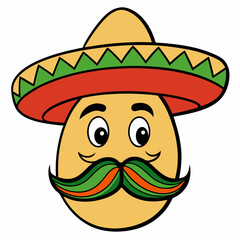 Hand-Drawn Mexican Mustache on White Background