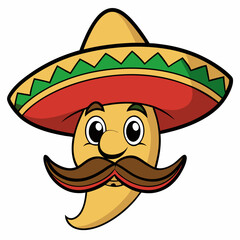 Hand-Drawn Mexican Mustache on White Background