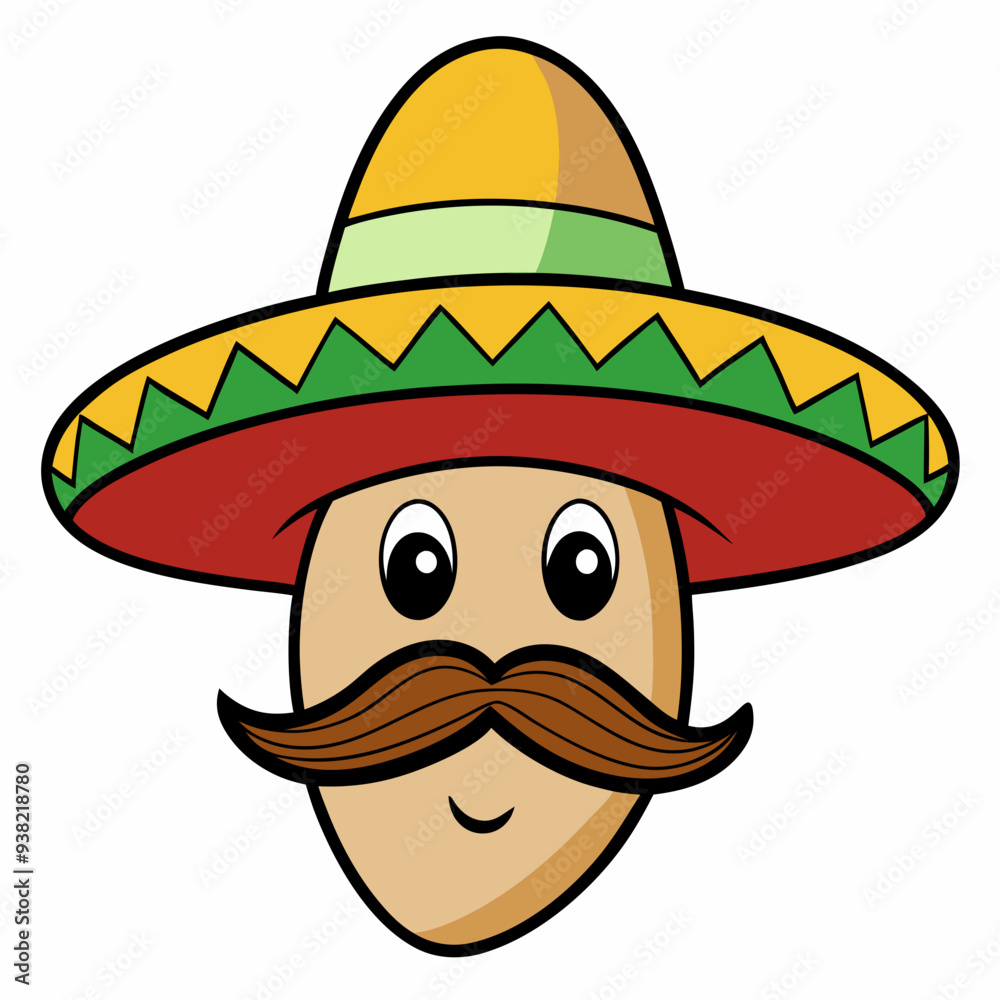 Wall mural hand-drawn mexican mustache on white background