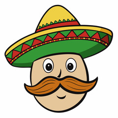 Hand-Drawn Mexican Mustache on White Background