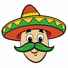 Hand-Drawn Mexican Mustache on White Background