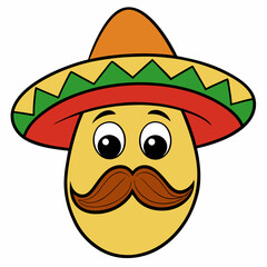 Hand-Drawn Mexican Mustache on White Background