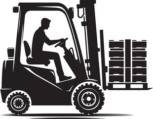 Industrial forklift lifting silhouette vector illustration isolated on a white background