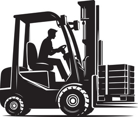 Industrial forklift lifting silhouette vector illustration isolated on a white background