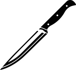 Silhouette of a sharp knife, Minimalist barbecue knife. Kitchen and barbecue symbol