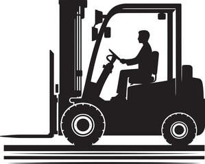 Industrial forklift lifting silhouette vector illustration isolated on a white background