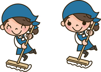 掃除をする女性