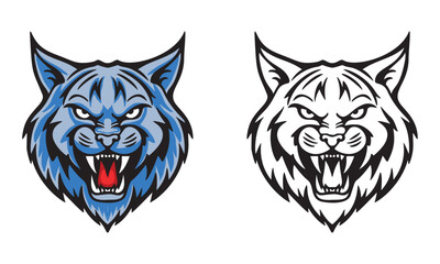 Head of an angry lynx. vector illustration on white background