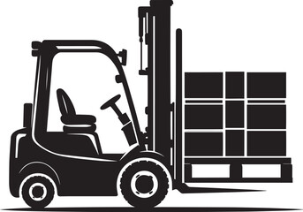 Industrial forklift lifting silhouette vector illustration isolated on a white background
