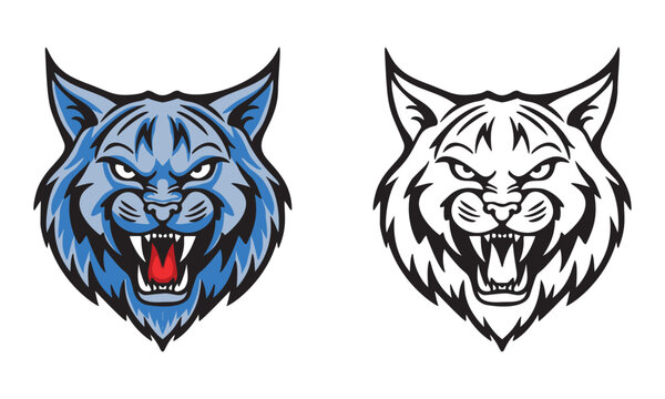 Head of an angry lynx. vector illustration on white background