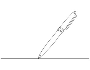 Continuous one line drawing of vintage pen. Vintage pen line art vector illustration. Editable outline
