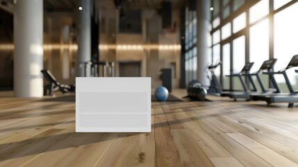 Naklejka premium Mockup of a blank sign in a modern gym.