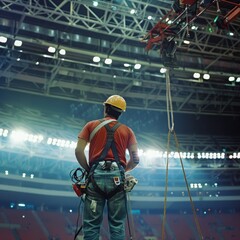Worker in Stadium