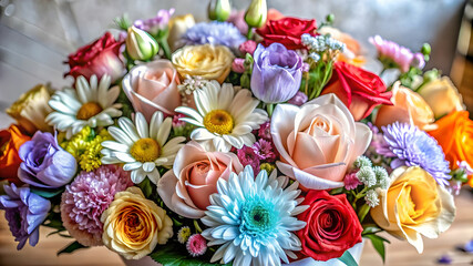 generate a vibrant and colorful image of a bouquet