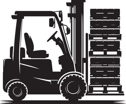 black forklift carrying pallets clip art preview