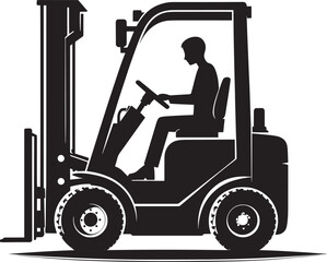 Industrial forklift lifting silhouette vector illustration isolated on a white background