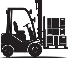 Industrial forklift lifting silhouette vector illustration isolated on a white background