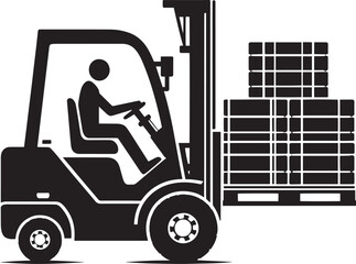 Industrial forklift lifting silhouette vector illustration isolated on a white background